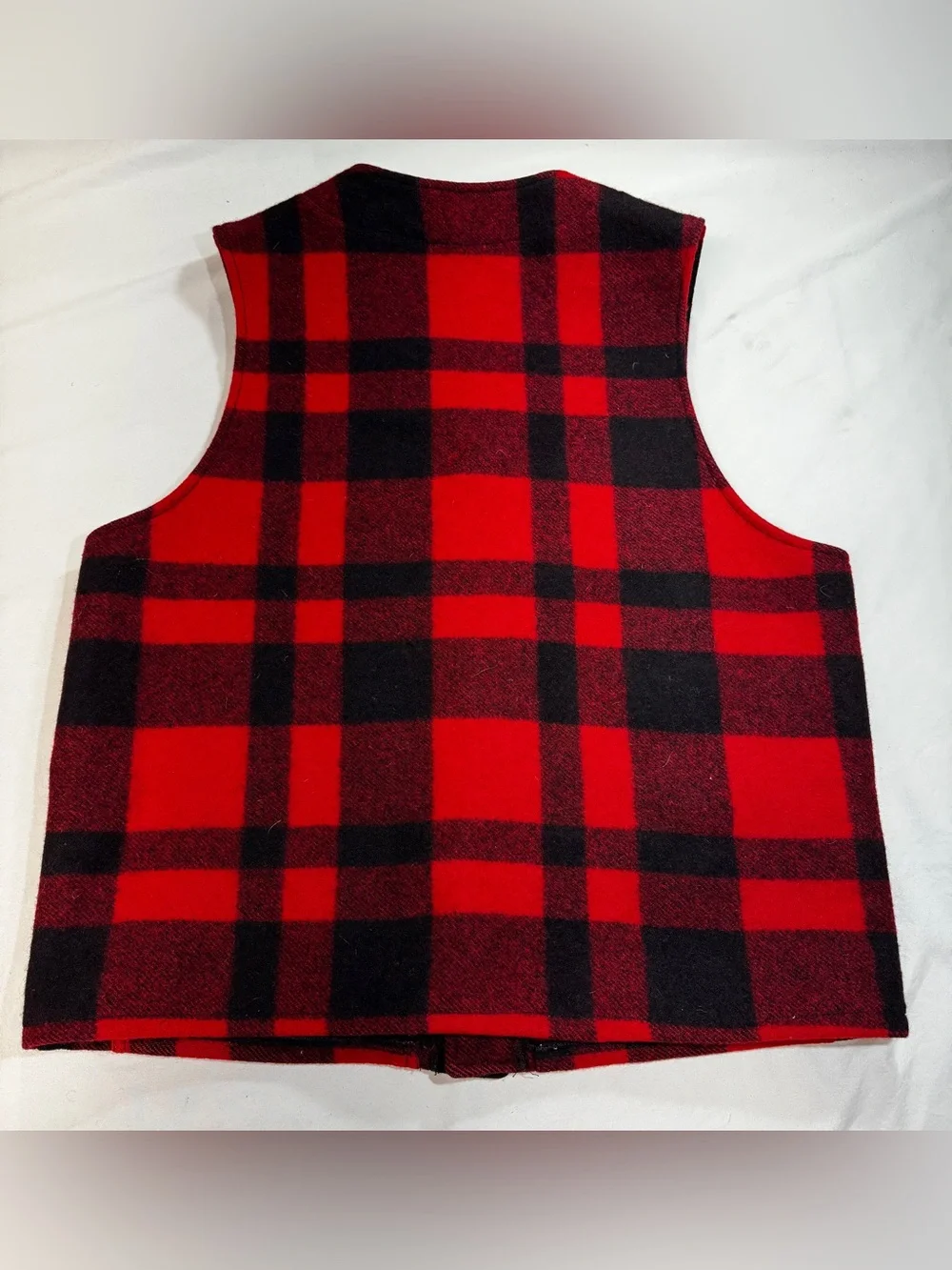 Vintage CC Filson Vest Mens Size 44 Red Mackinaw Wool Buffalo Plaid 80’s